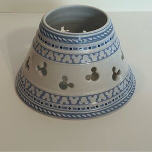Disney Gourmet Mickey Mouse Ceramic Candle Jar Shade/ Lid Topper Blue & White